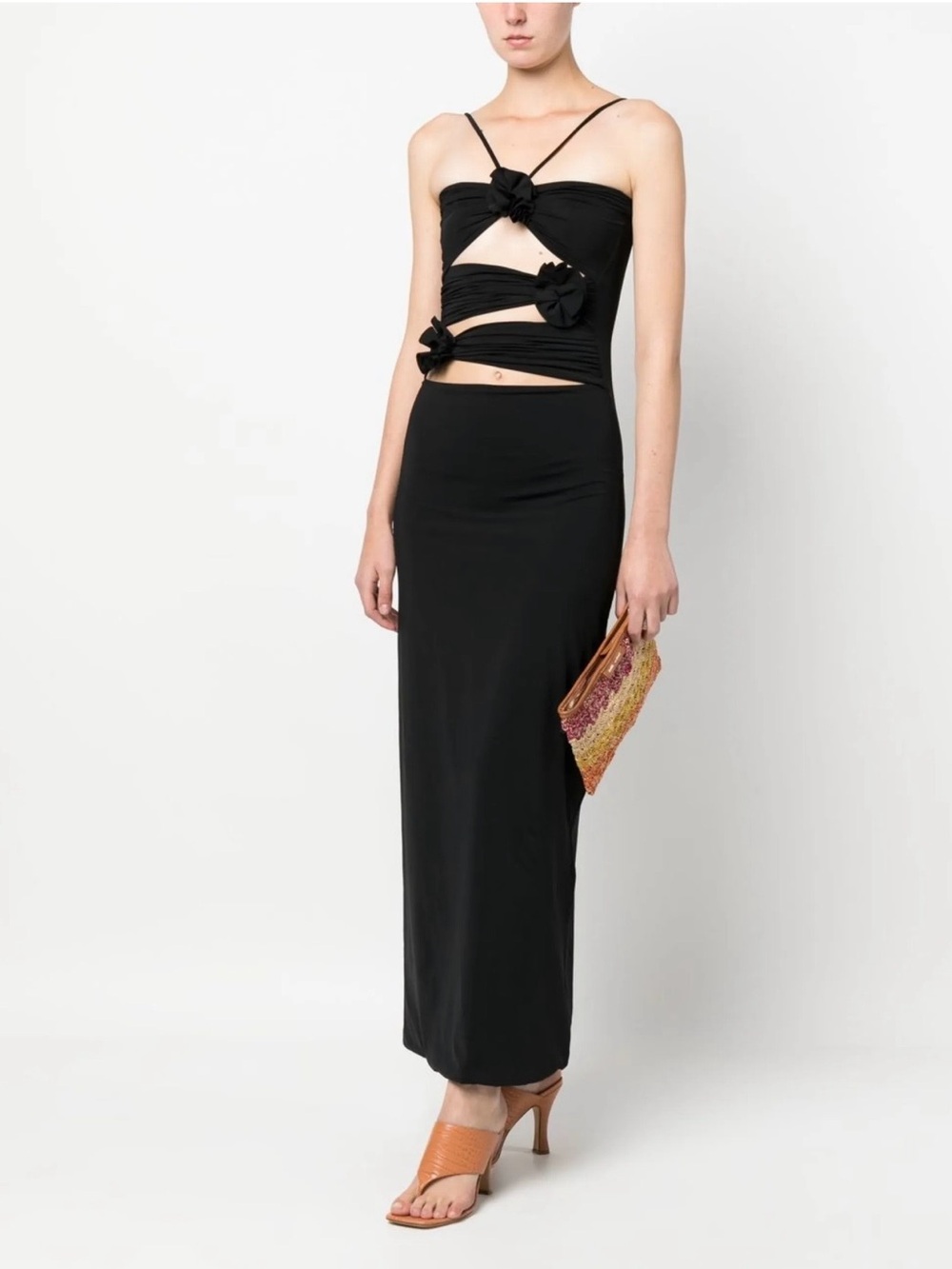 Maygel Coronel Black Cutout Midi Floral Dress